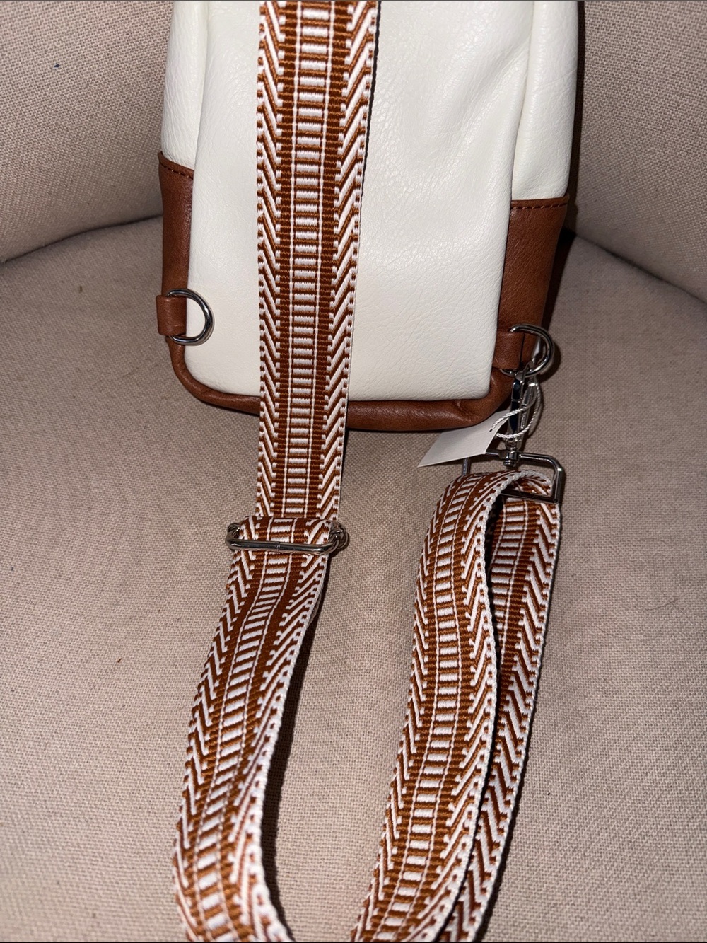 Cluci Cream and Brown Crossbody Sling Bag - Picture 8 of 13